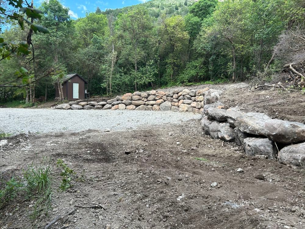 Big Boulder Retaining Wall Built in Preston Idaho