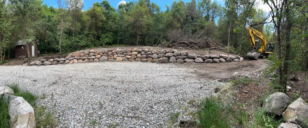 Big Boulder Retaining Wall Built in Preston Idaho
